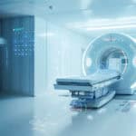 High-tech PET-CT scanner at The Christie PET-CT Academy, advanced imaging equipment for cancer diagnosis and research in a modern medical facility.